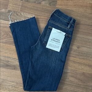 FRAME Denim Le High Straight High Rise Raw Fray Hem Women’s Jeans Size 24